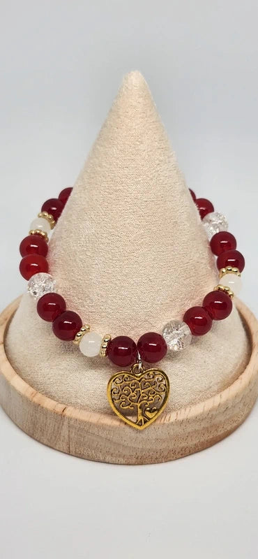 Bracelet Cœur Généreux bordeaux et doré